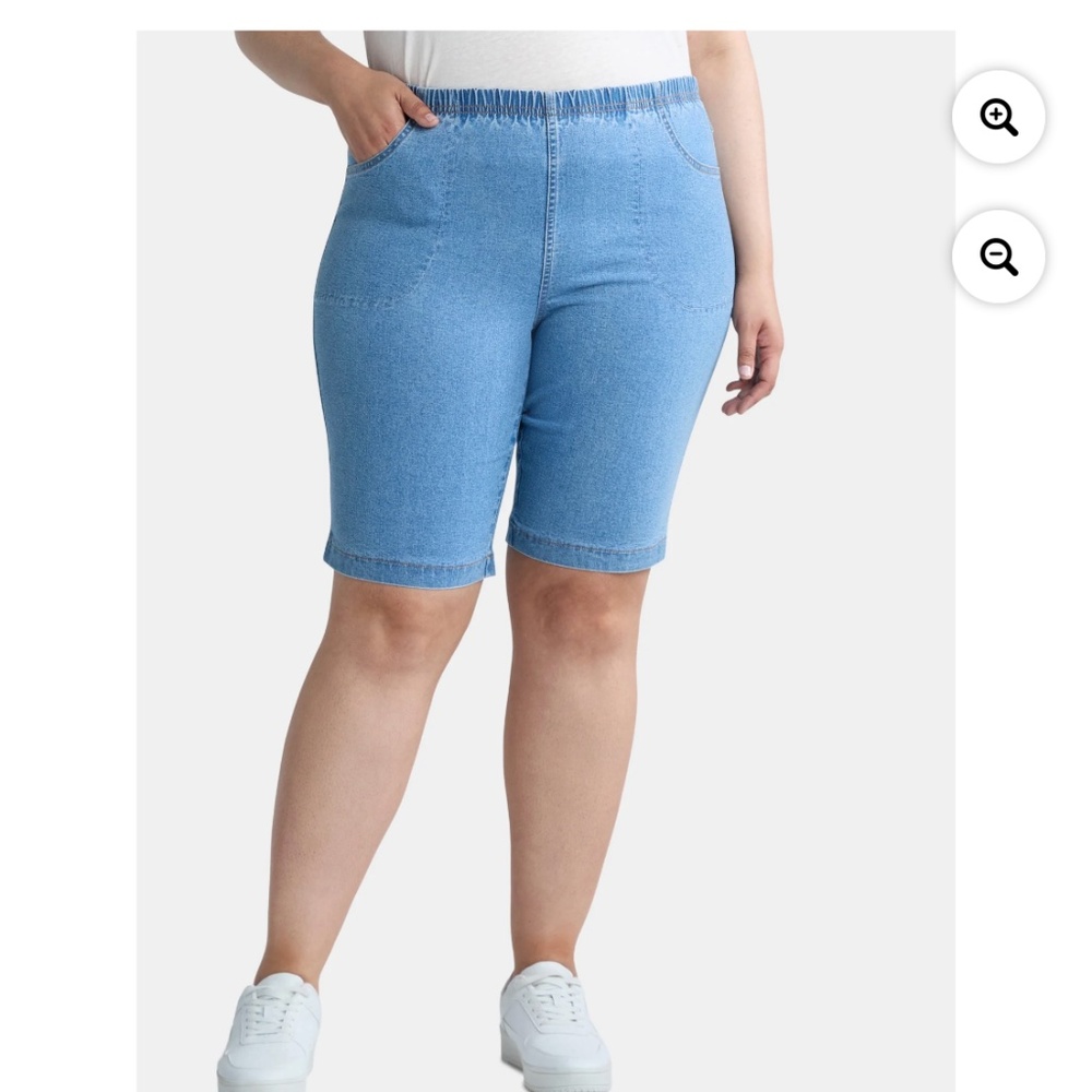 Just My Size Women’s Plus Size 4 Pocket Powder Wash Bermuda Shorts 0X (14W